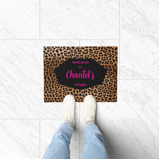 Op maat gemaakte Glamoratti luipaardprint welkomma Deurmat (Binnen)