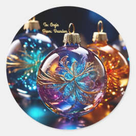 Op maat gemaakte glazen kerstballen ronde sticker