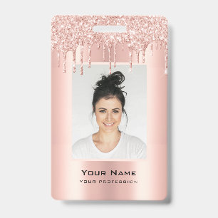 Op Maat Gemaakte Glitter Drips Roze Gouden Naam Vo Badge