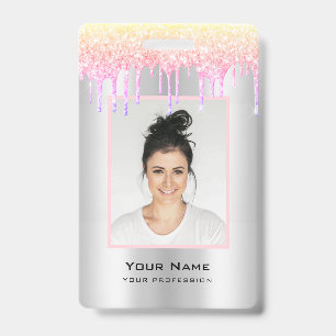 Op Maat Gemaakte Glitterdruppels Werknemers Pastel Badge