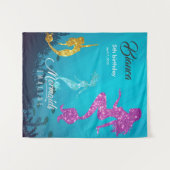 Op maat gemaakte glitterige zeemeermin verjaardag wandkleed (Voorkant (horizontaal))