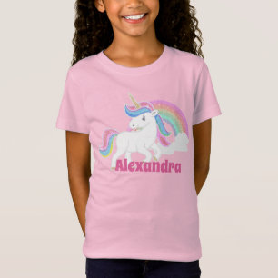 Op maat gemaakte glitterseenboog en eenhoorn met n t-shirt