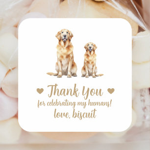 Op maat gemaakte Golden Retriever-hond-huwelijksgu Vierkante Sticker