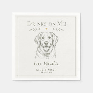 Op maat gemaakte Golden Retriever Huwelijks cadeau Servet