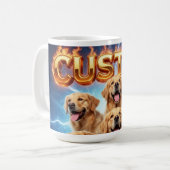 Op maat gemaakte Golden Retrievers Kosmisch Blikse Koffiemok (Voorkant links)