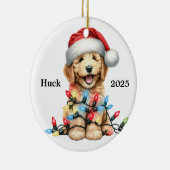 Op maat gemaakte Goldendoodle Kersthond  Keramisch Ornament (Rechts)