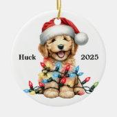 Op maat gemaakte Goldendoodle Kersthond  Keramisch Ornament (Voorkant)
