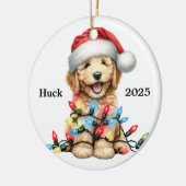 Op maat gemaakte Goldendoodle Kersthond  Keramisch Ornament (Links)