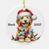 Op maat gemaakte Goldendoodle Kersthond  Keramisch Ornament (Achterkant)