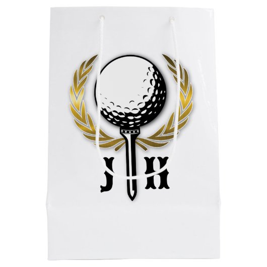 Op maat gemaakte goud golf monogram ontwerp medium cadeauzakje (Achterkant)