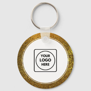 Op maat gemaakte gouden bedrijfslogo promo sleutel sleutelhanger