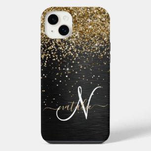 Op maat gemaakte gouden glitter zwarte glans monog