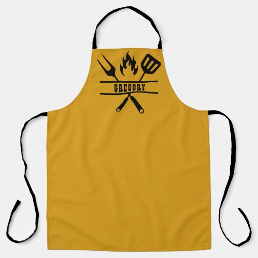 Op maat gemaakte gouden grilleer schort (Voorkant)