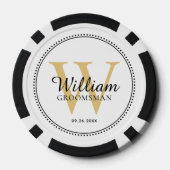 Op maat gemaakte gouden monogram gegroefde witte b poker chips (Achterkant)