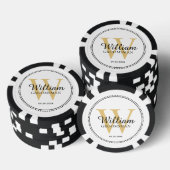 Op maat gemaakte gouden monogram gegroefde witte b poker chips (Opstapeling)