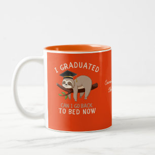 Op maat gemaakte grappige luiaard afstudeercadeau  tweekleurige koffiemok