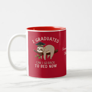 Op maat gemaakte grappige luiaard afstudeercadeau tweekleurige koffiemok