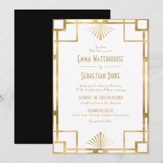 Op maat gemaakte Great Gatsby Art Deco Bruiloft  Kaart