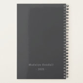 Op maat gemaakte grijze script typografie planner (Achterkant)