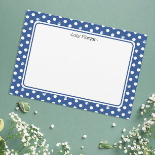 Op maat gemaakte grillige pootafdruk polkadot blau kaart