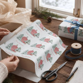 Op maat gemaakte groene bos rode schuur dennen ker cadeaupapier