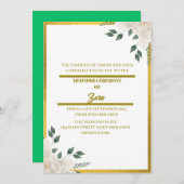 Op maat gemaakte groene en gouden bloem Mehndi-uit Kaart (Voorkant / Achterkant)