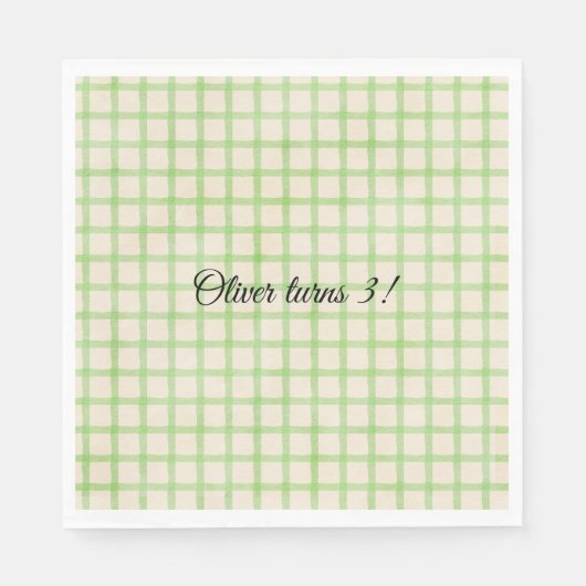 Op maat gemaakte groene gingham servet (Voorkant)