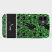 Op maat gemaakte groene glitters roller derby naam Case-Mate iPhone case (Achterkant (horizontaal))