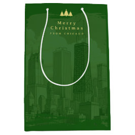 Op maat gemaakte groene gouden Kerstmis Medium Cadeauzakje