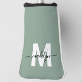 Op maat gemaakte groene initiële naammonogram golfheadcover (Draai 90)