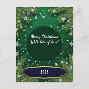 Op maat gemaakte groene kerst dennen takken tekst feestdagenkaart