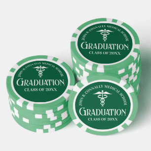 Op maat gemaakte groene medische school afstudeerf poker chips