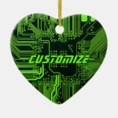 Op maat gemaakte groene PCB-printplaat Tech Kunst Keramisch Ornament (Voorkant)