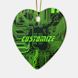 Op maat gemaakte groene PCB-printplaat Tech Kunst Keramisch Ornament