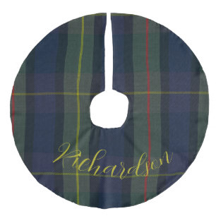 Op maat gemaakte groene tartan geruite traditionel imitatie linnen kerstboom kleed