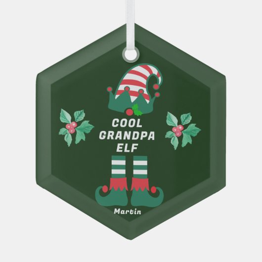 Op maat gemaakte Grootvader Elf Ornament - Familie (Voorkant)