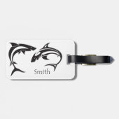 Op maat gemaakte haaien kunst naam bagagelabel (Achterkant horizontaal)