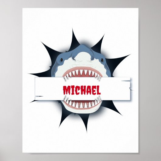 Op maat gemaakte haaientanden open mond poster (Voorkant)
