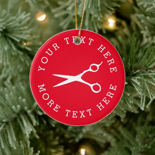 Op maat gemaakte haar schaar silhouet Kerst orname Keramisch Ornament (Boom)