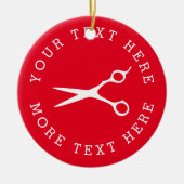 Op maat gemaakte haar schaar silhouet Kerst orname Keramisch Ornament (Voorkant)