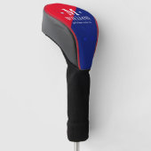 op maat gemaakte half-rode half-blauwe golfer mono golfheadcover (Schuin)