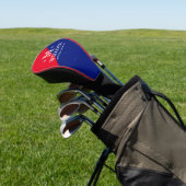 op maat gemaakte half-rode half-blauwe golfer mono golfheadcover (Insitu)