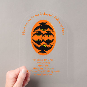 Op maat gemaakte Halloween Kraaien Acryl Uitnodigingen