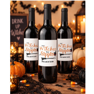 Op maat gemaakte Halloween-thema-wijnfleslabelset Wijn Etiket