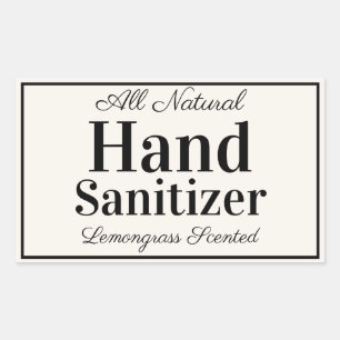 Op maat gemaakte handdesinfectiegel eenvoudig en e rechthoekige sticker