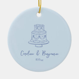 Op maat gemaakte handgeschreven koelblauwe Doodle- Keramisch Ornament