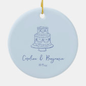 Op maat gemaakte handgeschreven koelblauwe Doodle- Keramisch Ornament (Achterkant)