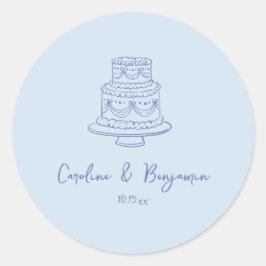 Op maat gemaakte handgeschreven koele blauwe Doodl Ronde Sticker