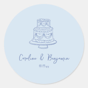 Op maat gemaakte handgeschreven koele blauwe Doodl Ronde Sticker