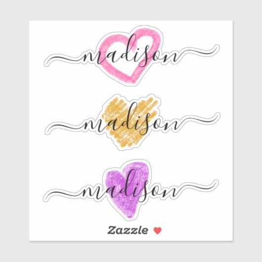 Op maat gemaakte handgeschreven naam monogram hart sticker (Vel)